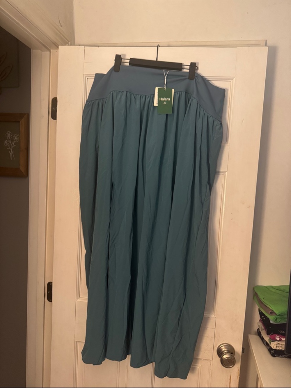 Halara Teal Blue Maxi Skirt breezeful slit skirt
